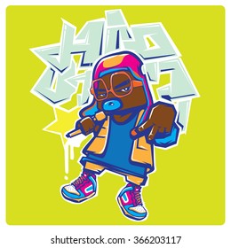 vector american hip hop rapper pop art illustration
