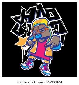 vector american hip hop rapper pop art illustration