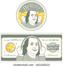 [Vector] American money parody sticker,banner design templates (dollar)