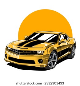 Vector american muscle car with hand drawn style by pxlgraph. Perfect for background, poster, t-shirt design, and wallpaper.