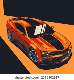 Vector american muscle car with hand drawn style by pxlgraph. Perfect for background, poster, t-shirt design, and wallpaper.