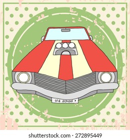 vector american muscle car. retro car. hand drawn car