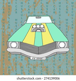vector American muscle car. retro car. hand drawn car