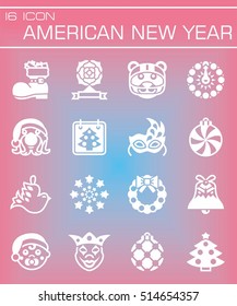 Vector American New Yers icon set