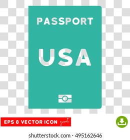 Vector American Passport EPS vector icon. Illustration style is flat iconic cyan symbol on a transparent background.