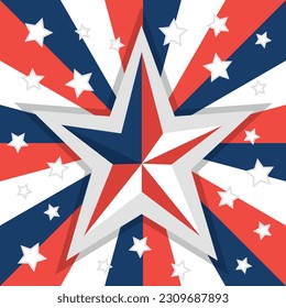 Vector American patriotic background stripes and stars. 4th of July holiday themed design