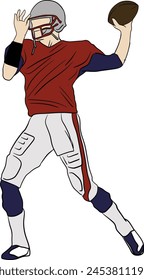 vector american player usa footballer rugby sport football touchdown helmet ball quarterback silhouette league college illustration