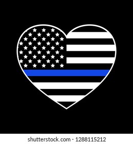 Vector American Police Flag Heart