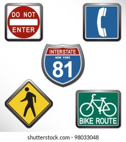 Vector american road signs set