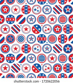 Vector Americana Badge Seamless Repeat Wallpaper Tile - Red, White and Blue