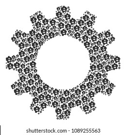 Vector amoeba icons are combined into gear wheel collage. Machinery design concept constructed with amoeba elements.