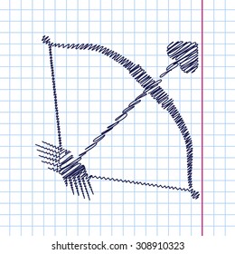 Vector amour arrow icon isolated on copybook background. Eps10 