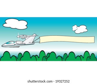 vector amphibian airplane pulling banner ready for your text