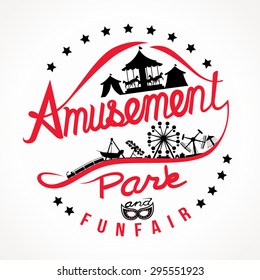  Vector amusement park with calligraphy design