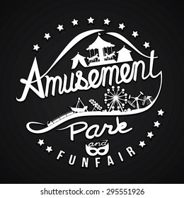 Vector amusement park with calligraphy design