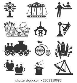 vector amusement park icons set