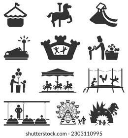 vector amusement park icons set