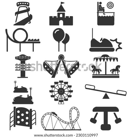 vector amusement park icons set