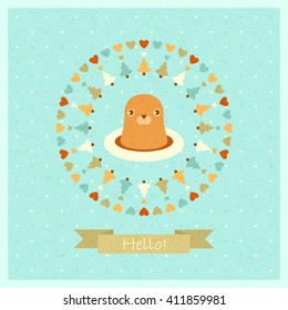 vector amusing card with the image of a seal