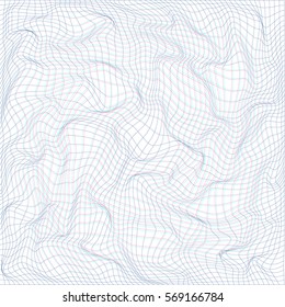 vector anaglif glitch warped parametric net surface waves white background decoration backdrop