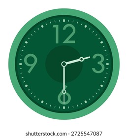 Relógio de parede analógico vetor em verde mostra 02.30, eps