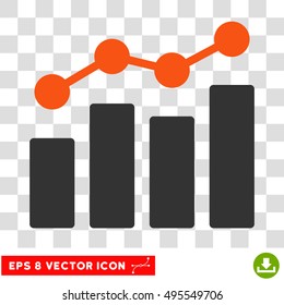 Vector Analytics EPS vector icon. Illustration style is flat iconic bicolor orange and gray symbol on a transparent background.