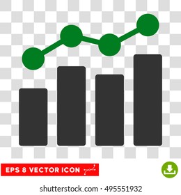Vector Analytics EPS vector pictogram. Illustration style is flat iconic bicolor green and gray symbol on a transparent background.