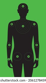 Vector anatomical human target. Green background.