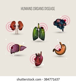 Vector anatomy human color organs. Medical polygonal lines. Pain abstract illustration