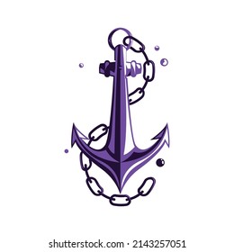 Vector Anchor  Chain, Underwater Logo.
