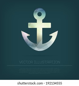 Vector anchor icon with colorful trendy and modern polygonal texture