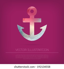 Vector anchor icon with colorful trendy and modern polygonal texture