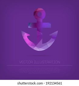 Vector anchor icon with colorful trendy and modern polygonal texture