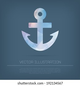 Vector anchor icon with colorful trendy and modern polygonal texture