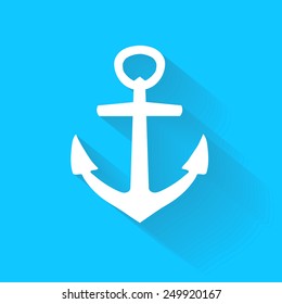 vector anchor icon in flat style  with long shadow