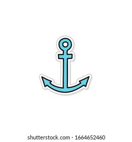 Vector anchor icon on a white background. Hand drawn sticker.