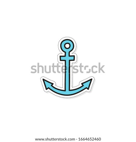 Vector anchor icon on a white background. Hand drawn sticker.