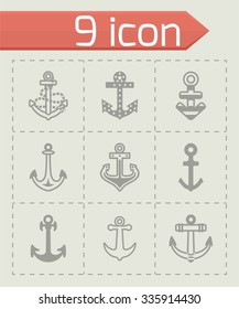 Vector Anchor icon set on grey background