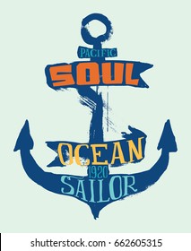 Vector anchor illustration for T-shirt.