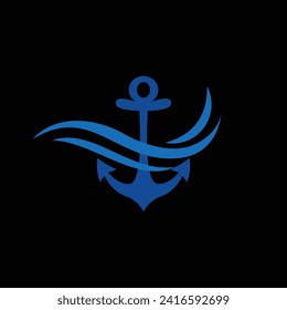 Vector anchor logo ocean ship vector