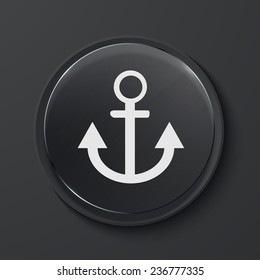 Vector anchor modern black glass circle icon. Eps10