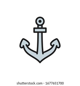 Anker der Vektorillustration, Symbol der nautischen Flachfarbe.