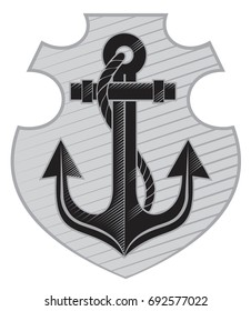 vector anchor on a background of heraldic shield