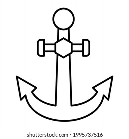 Vector Anchor Outline Icon Design
