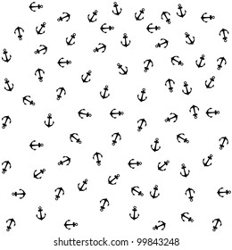 Vector anchor pattern. seamless illustration, black color