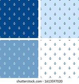 Vector anchor pattern set. Seamless pattern with anchor for packaging, postcards. wallpaper