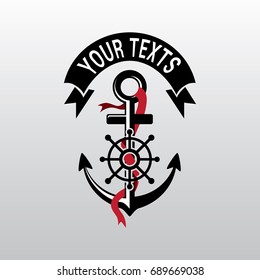 Vector Anchor and Red Ribbon Illustration