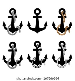 anclaje vectorial con símbolos rope negro