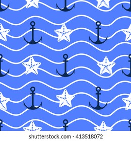 Vector  anchor seamless pattern