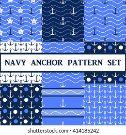 Vector  anchor seamless pattern set